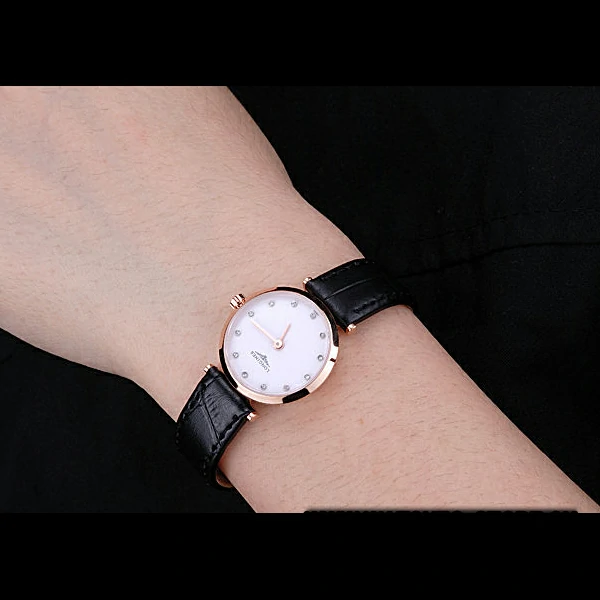 Longines La Grande Classique Black Leather Band White Round Dial Gold Case Diamond Numerals new60279