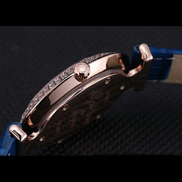 Longines La Grande Classique Blue Round Dial Diamond Case Diamond Numerals Blue Leather Band new60281