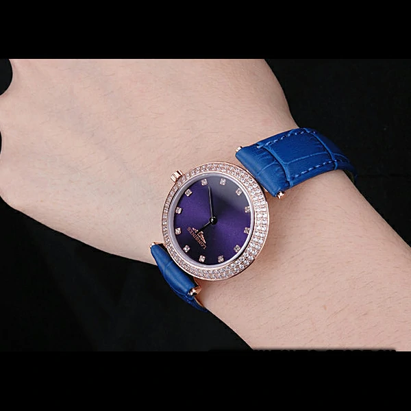 Longines La Grande Classique Blue Round Dial Diamond Case Diamond Numerals Blue Leather Band new60281