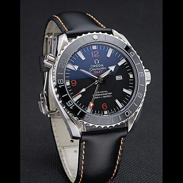 Omega Seamaster Planet Ocean GMT Black Dial Black Leather Band new60288