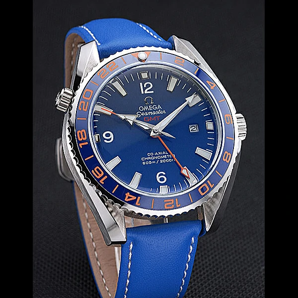 Omega Seamaster Planet Ocean GMT Blue Dial Blue Leather Band new60289