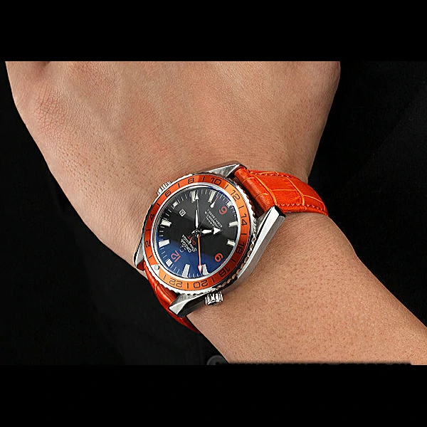 Omega Seamaster Planet Ocean GMT Orange Dial Orange Leather Band new60290