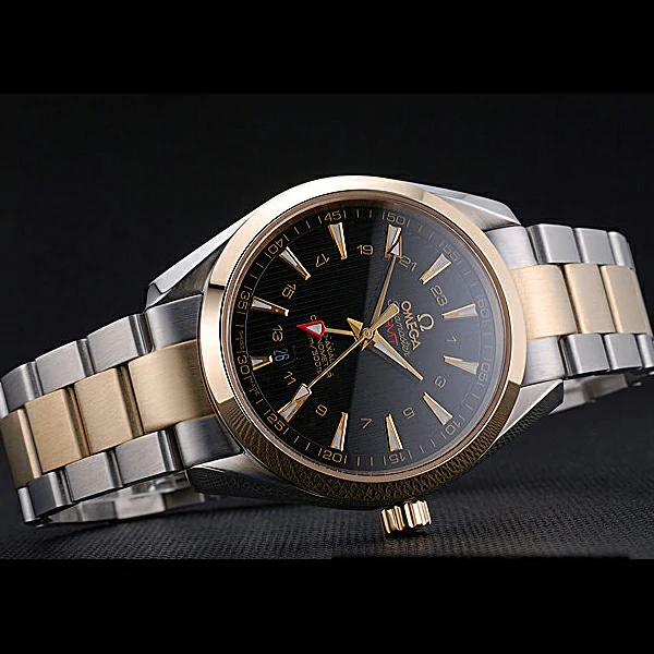 Omega Seamaster Planet Ocean GMT Black Dial Two Tone Band new60291