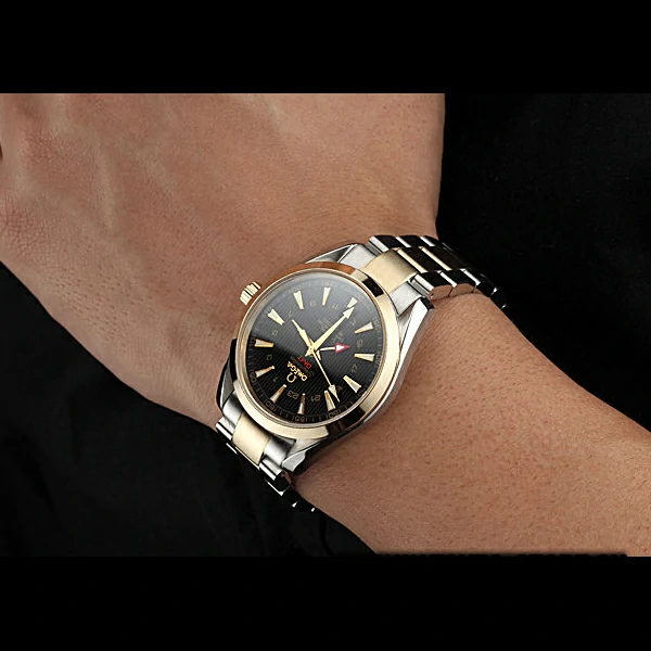Omega Seamaster Planet Ocean GMT Black Dial Two Tone Band new60291