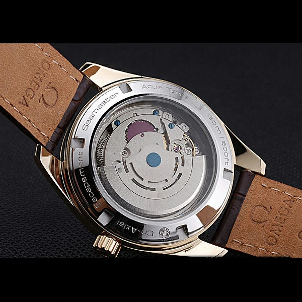 Omega Seamaster Planet Ocean GMT White Dial Gold Case Brown Leather Band new60294