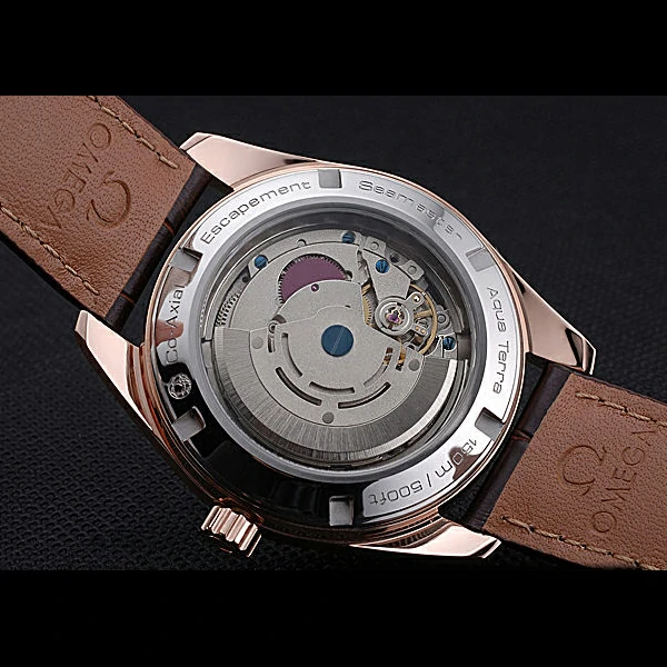 Omega Seamaster Planet Ocean GMT White Dial Rose Gold Case Brown Leather Band new60295