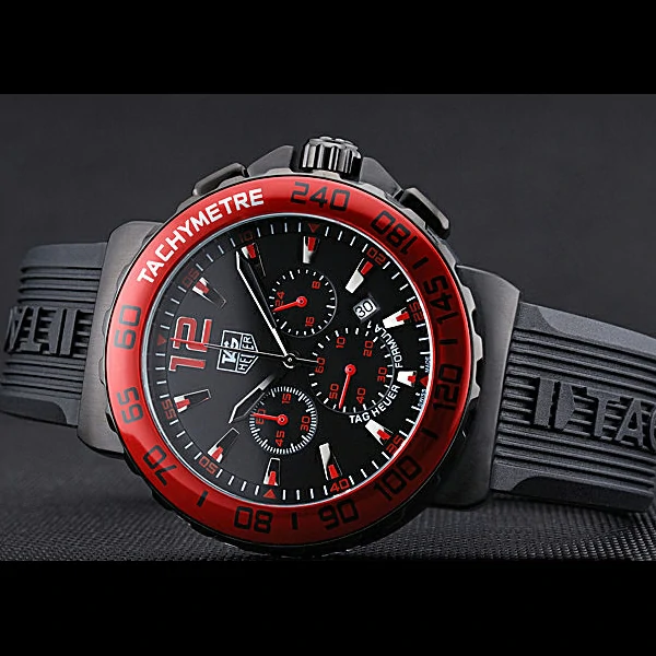 Tag Heuer Formula 1 Chronograph Black Dial Red Bezel Red Numerals new60301