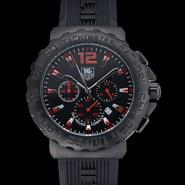 Tag Heuer Formula 1 Chronograph Black Dial Black Bezel Red Numerals new60302