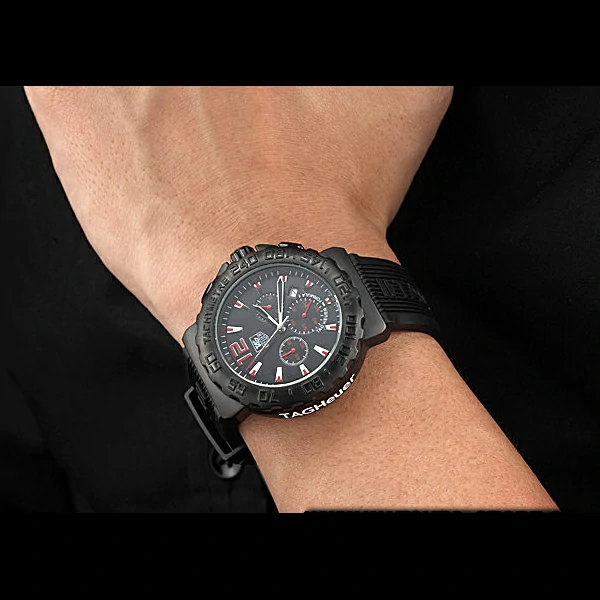 Tag Heuer Formula 1 Chronograph Black Dial Black Bezel Red Numerals new60302