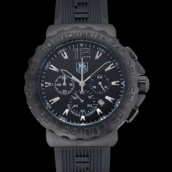 Tag Heuer Formula 1 Chronograph Black Dial Black Bezel White Numerals new60303