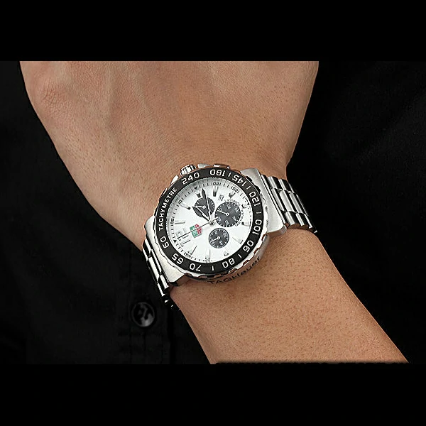 Tag Heuer Formula 1 Chronograph White Dial Black Bezel Stainless Steel Band new60304
