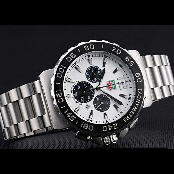 Tag Heuer Formula 1 Chronograph White Dial Black Bezel Stainless Steel Band new60304
