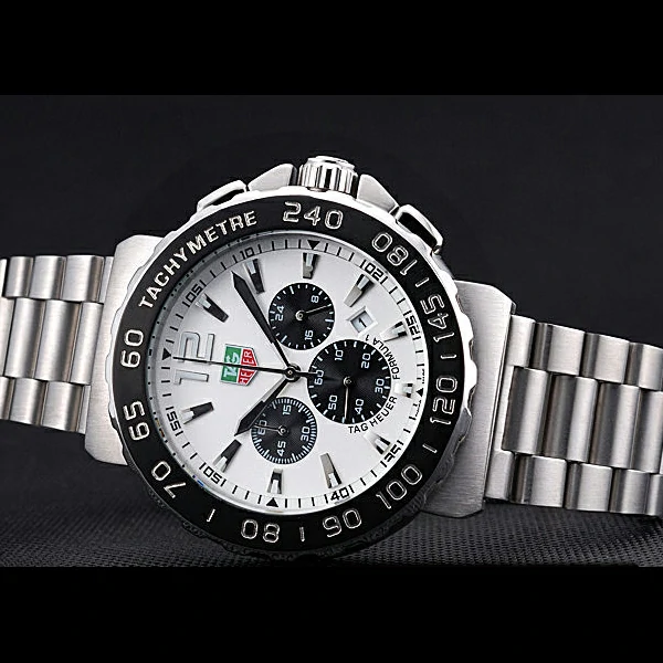 Tag Heuer Formula 1 Chronograph White Dial Black Bezel Stainless Steel Band new60304