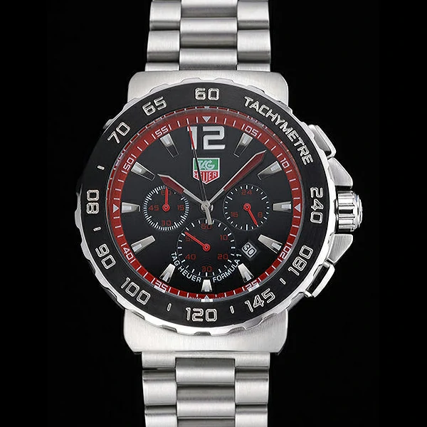Tag Heuer Formula 1 Chronograph Black Dial Black Bezel Stainless Steel Band Red Numerals new60305