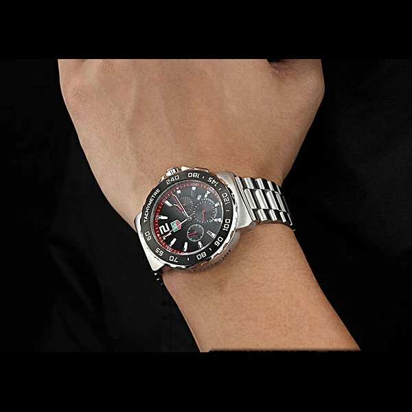 Tag Heuer Formula 1 Chronograph Black Dial Black Bezel Stainless Steel Band Red Numerals new60305