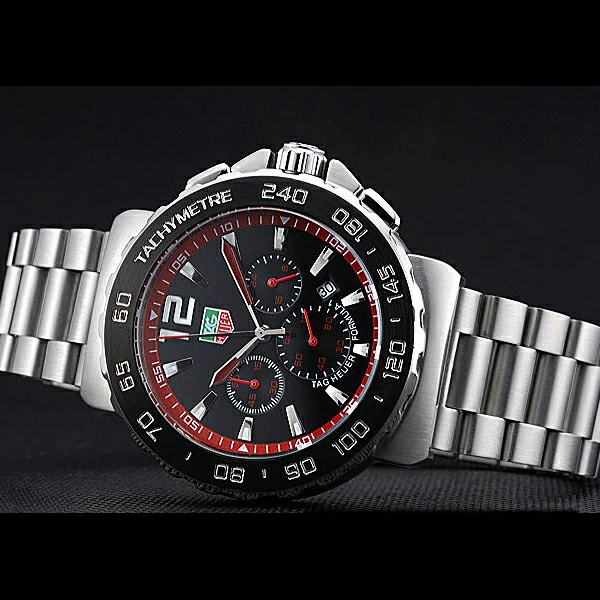 Tag Heuer Formula 1 Chronograph Black Dial Black Bezel Stainless Steel Band Red Numerals new60305