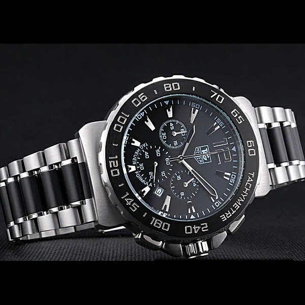 Tag Heuer Formula 1 Chronograph Black Dial Black Bezel Two Tone Stainless Steel Band new60306