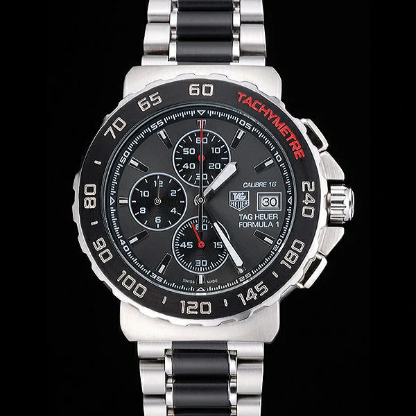 Tag Heuer Formula 1 Calibre 16 Chronograph Black Dial Two Tone Stainless Steel Band new60307