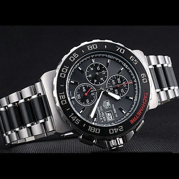 Tag Heuer Formula 1 Calibre 16 Chronograph Black Dial Two Tone Stainless Steel Band new60307