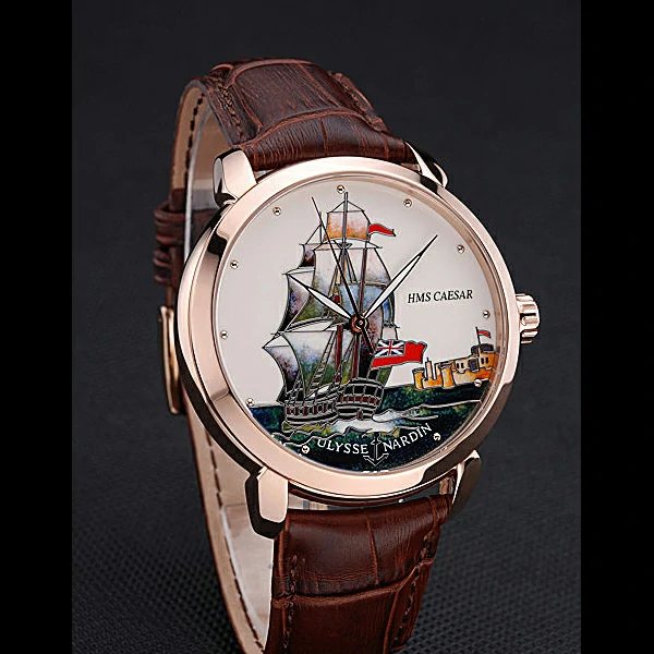 Ulysse Nardin Classico HMS Caesar Limited Edition White Dial Brown Leather Strap new60319