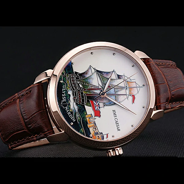 Ulysse Nardin Classico HMS Caesar Limited Edition White Dial Brown Leather Strap new60319