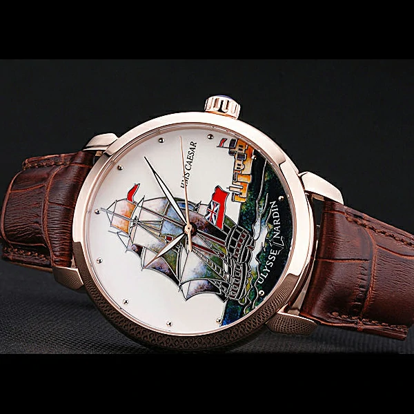 Ulysse Nardin Classico HMS Caesar Limited Edition White Dial Brown Leather Strap new60319
