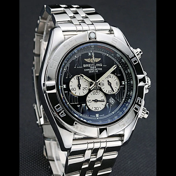 Breitling Chronomat Certifie Black Dial Stainless Steel Bracelet new60320