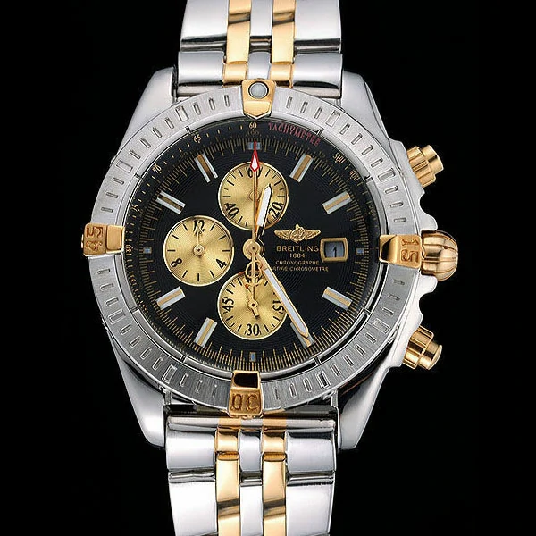 Breitling Chronomat Black Dial Stainless Steel And Gold Bracelet new60323