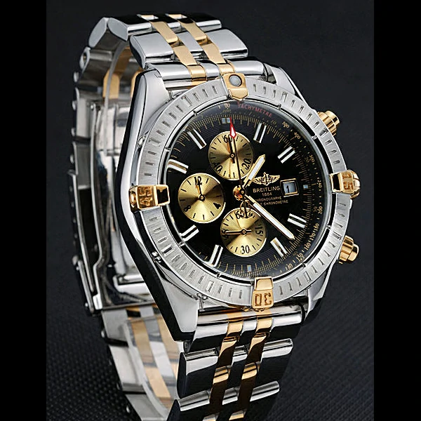 Breitling Chronomat Black Dial Stainless Steel And Gold Bracelet new60323