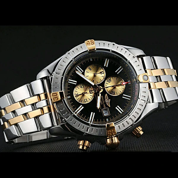 Breitling Chronomat Black Dial Stainless Steel And Gold Bracelet new60323