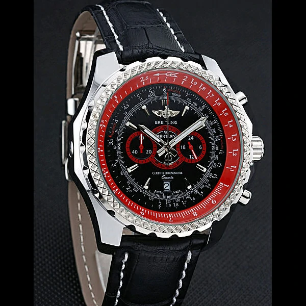 Breitling Bentley Supersports Black And Red Dial Black Leather Bracelet new60324