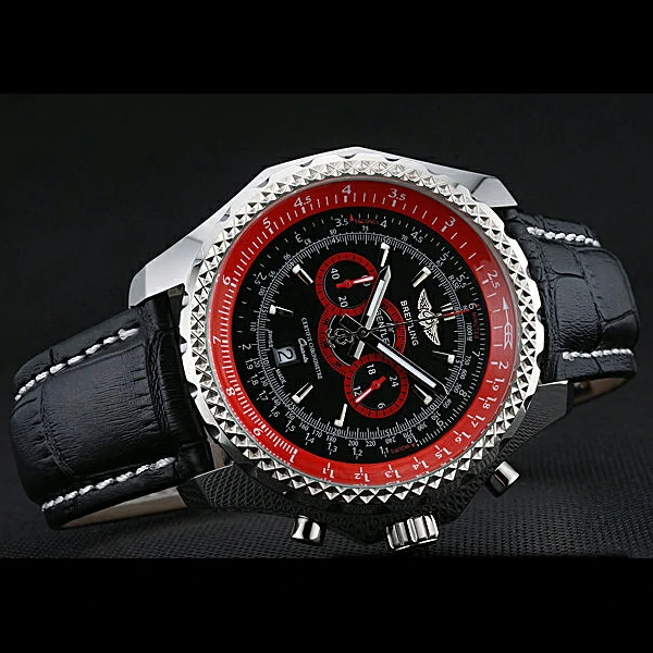 Breitling Bentley Supersports Black And Red Dial Black Leather Bracelet new60324
