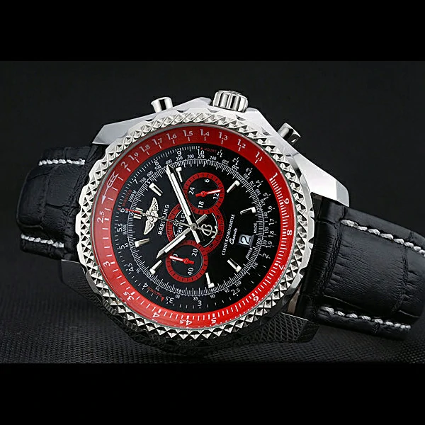 Breitling Bentley Supersports Black And Red Dial Black Leather Bracelet new60324