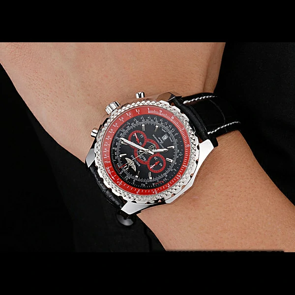 Breitling Bentley Supersports Black And Red Dial Black Leather Bracelet new60324