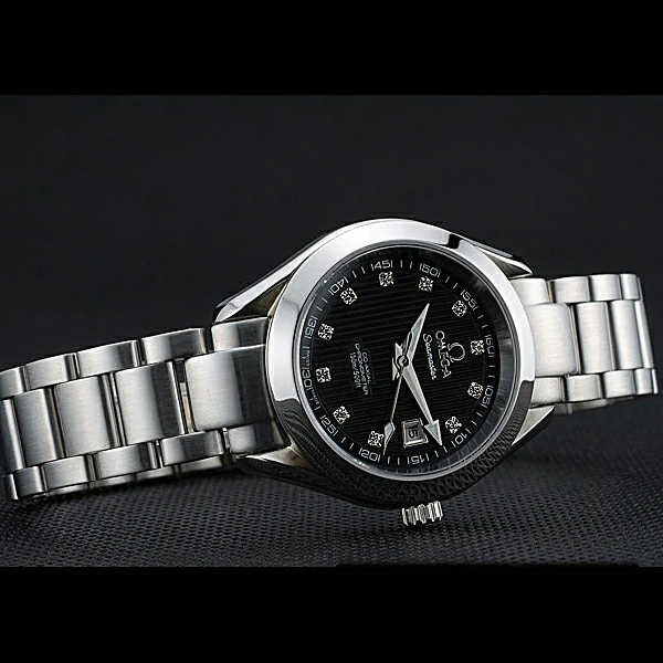 Omega Seamaster Aqua Terra Black Dial Diamond Numerals Stainless Steel Bracelet new60338
