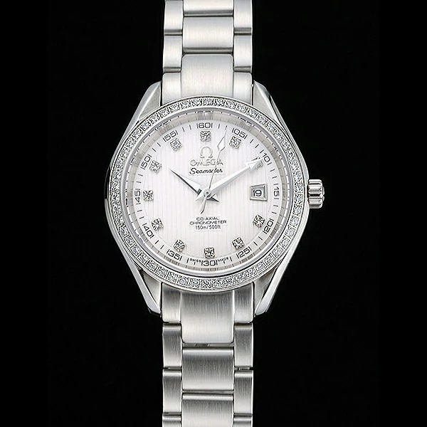 Omega Seamaster Aqua Terra White Dial Diamond Case Stainless Steel Bracelet new60341
