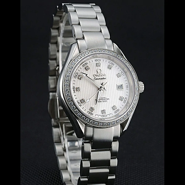 Omega Seamaster Aqua Terra White Dial Diamond Case Stainless Steel Bracelet new60341