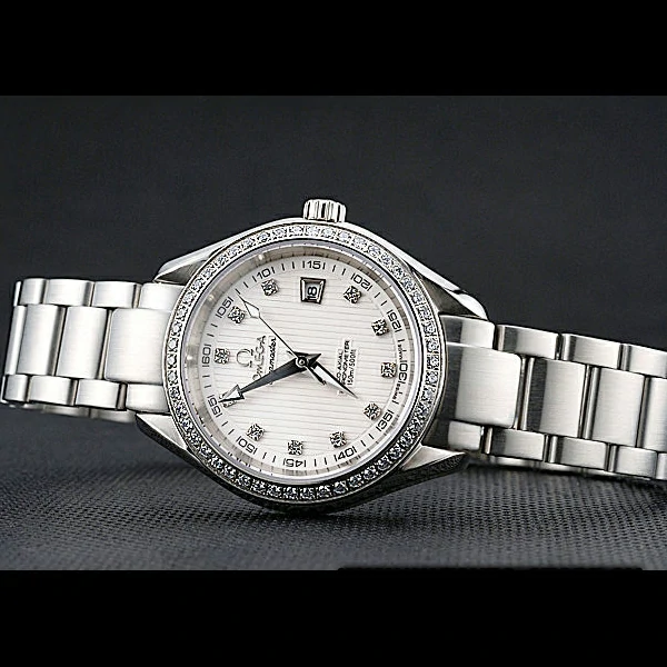 Omega Seamaster Aqua Terra White Dial Diamond Case Stainless Steel Bracelet new60341