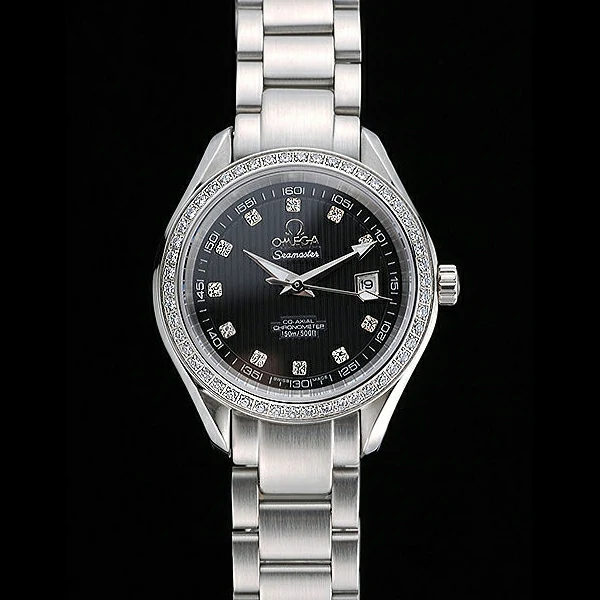 Omega Seamaster Aqua Terra Black Dial Diamond Case Stainless Steel Bracelet new60342