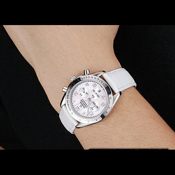 Omega Speedmaster Chronograph White Dial White Leather Bracelet new60345
