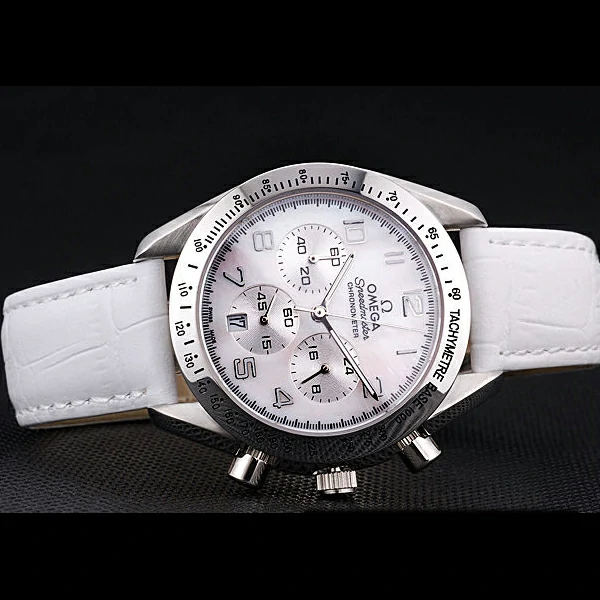 Omega Speedmaster Chronograph White Dial White Leather Bracelet new60345