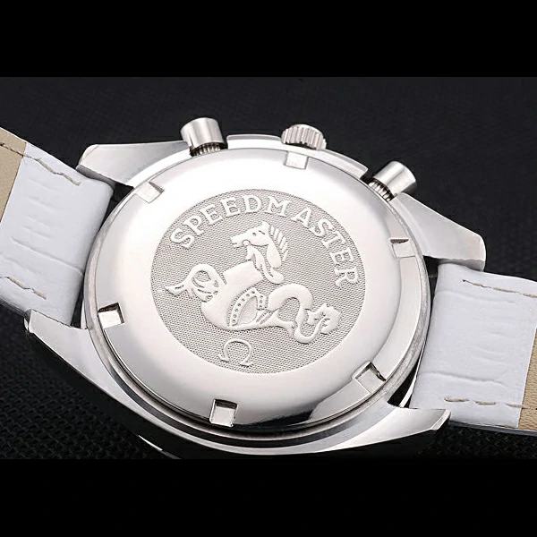 Omega Speedmaster Chronograph White Dial White Leather Bracelet new60345