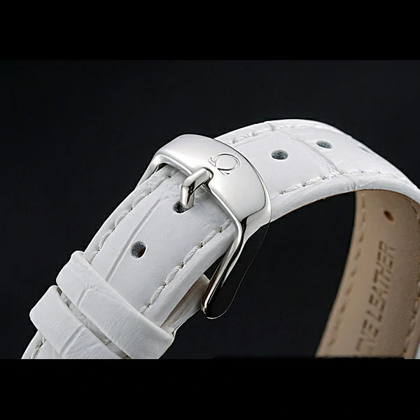 Omega De Ville Chronograph White Dial Stainless Steel Diamond Case White Leather Bracelet new60346