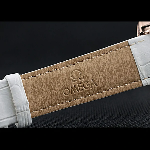 Omega Speedmaster Chronograph White Dial Gold Diamond Case White Leather Bracelet new60348