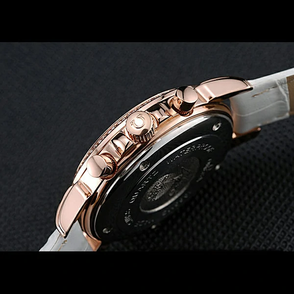 Omega Speedmaster Chronograph White Dial Gold Diamond Case White Leather Bracelet new60348