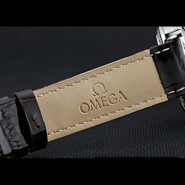 Omega De Ville Chronograph Brown Dial Stainless Steel Diamond Case Brown Leather Bracelet new60349