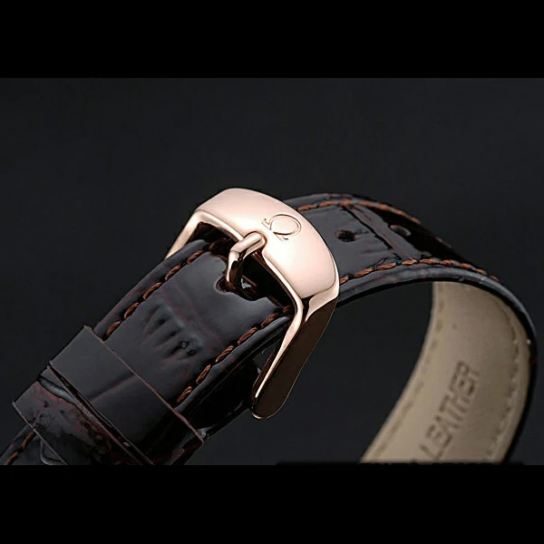 Omega De Ville Chronograph Brown Dial Gold Diamond Case Brown Leather Bracelet new60350