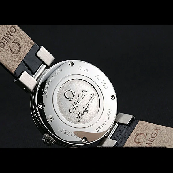 Omega Ladymatic Black Dial Black Leather Bracelet new60351