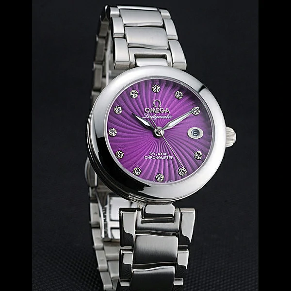 Omega Ladymatic Purple Dial Stainless Steel Bracelet new60352