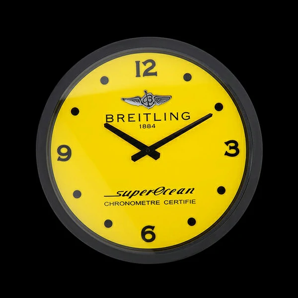 Breitling Superocean Wall Clock Black Yellow new60356
